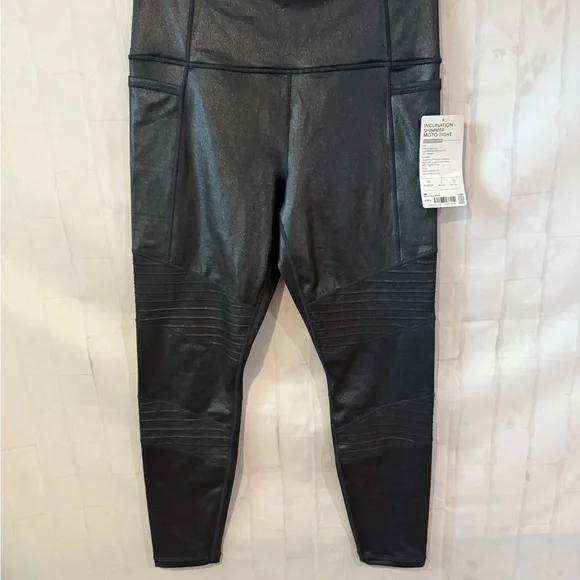 Athleta leggings womens Inclination black Moto Shimmer Tight size medium - Picture 6 of 9